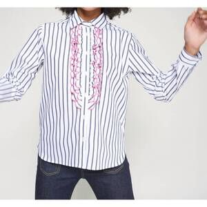 NEW VILAGALLO women's lionetta embroidered top in blue